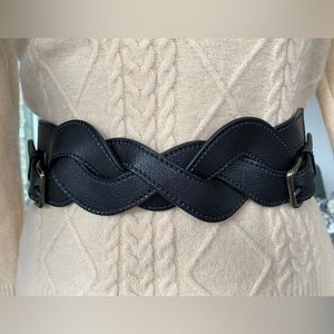 Miu miu black woven leather belt
